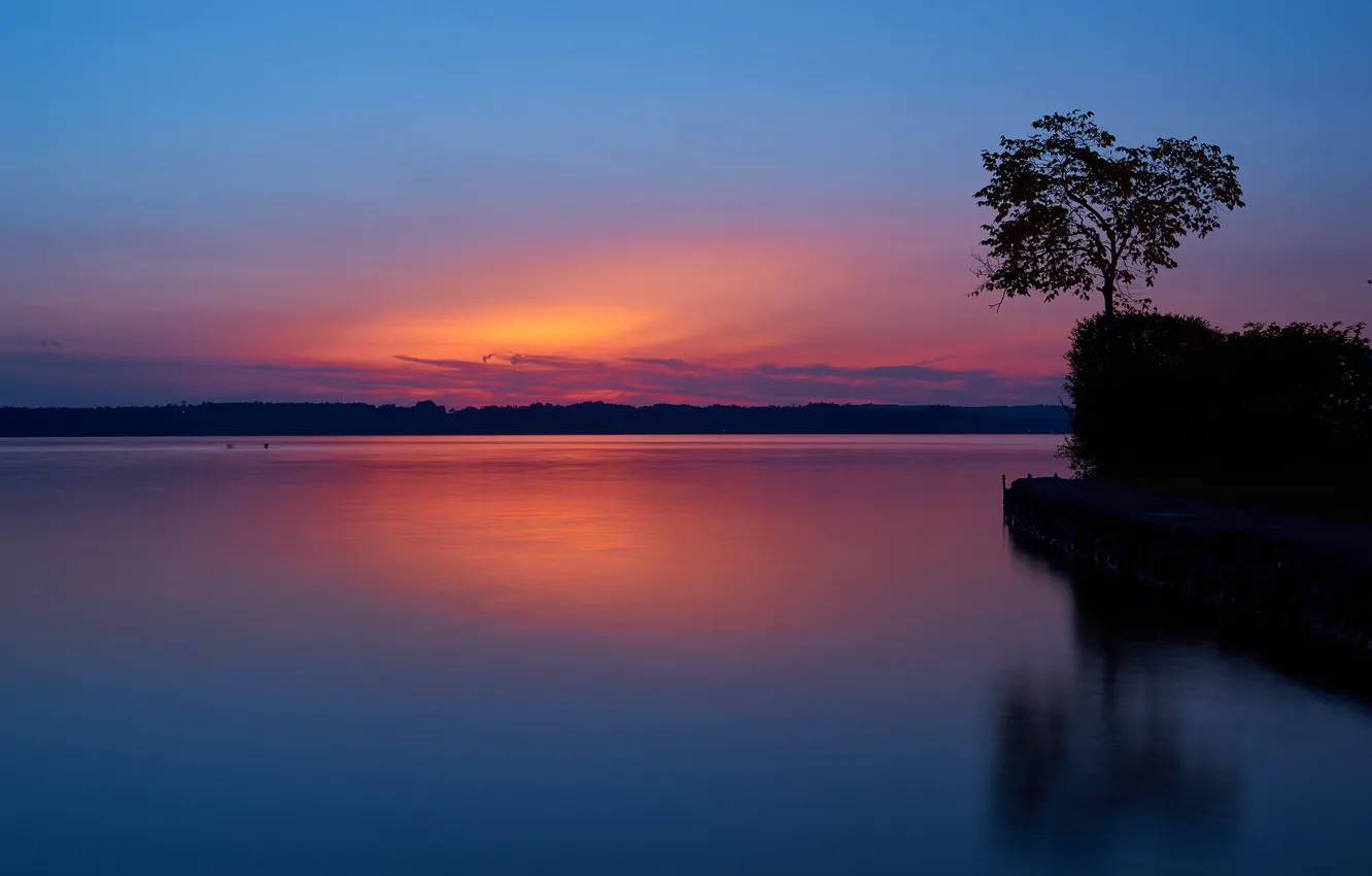 Photo wallpaper lake, Germany, Bayern, glow