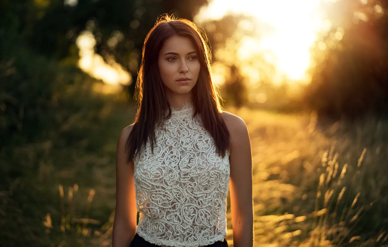 Photo wallpaper look, girl, the sun, light, model, Martin Kühn, Laura Franziska