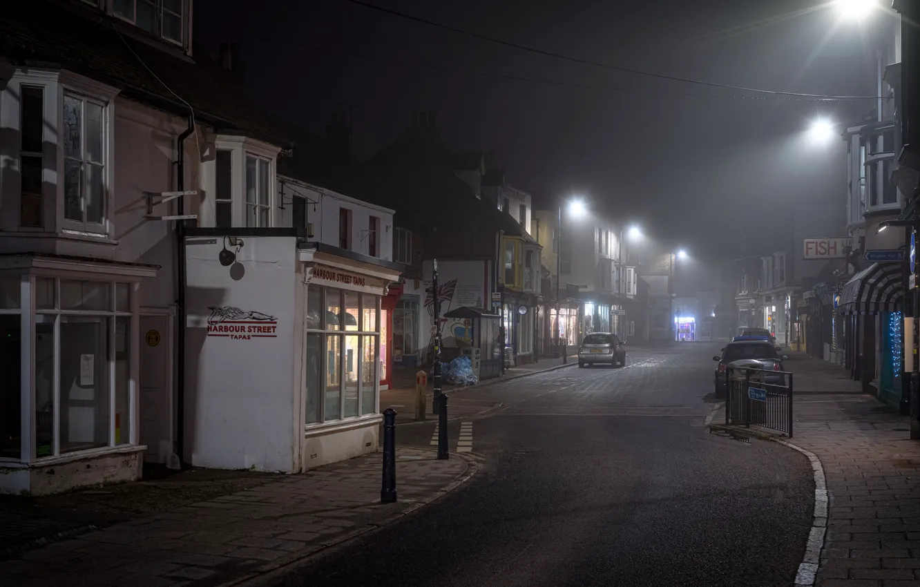 Photo wallpaper night, street, Hasselblad, Harbour Street, Whitstable