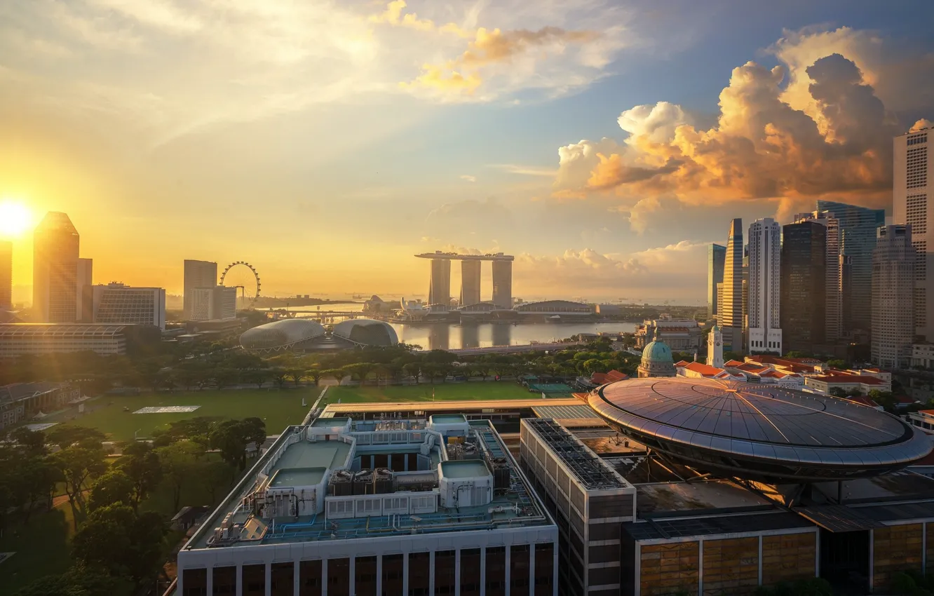 Photo wallpaper the city, morning, Singapore, Singapore city