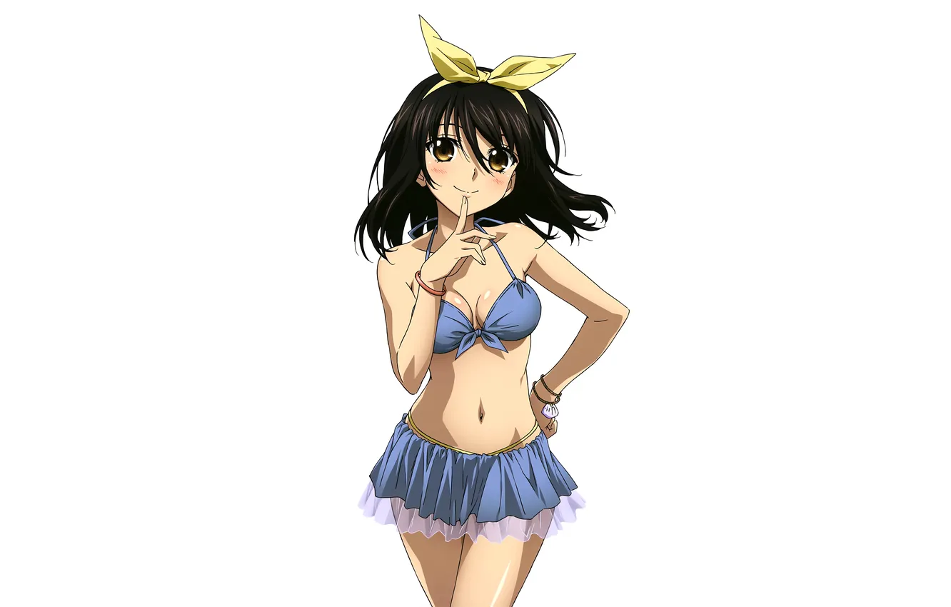 Photo wallpaper girl, sexy, cleavage, long hair, brown eyes, boobs, anime, beautiful