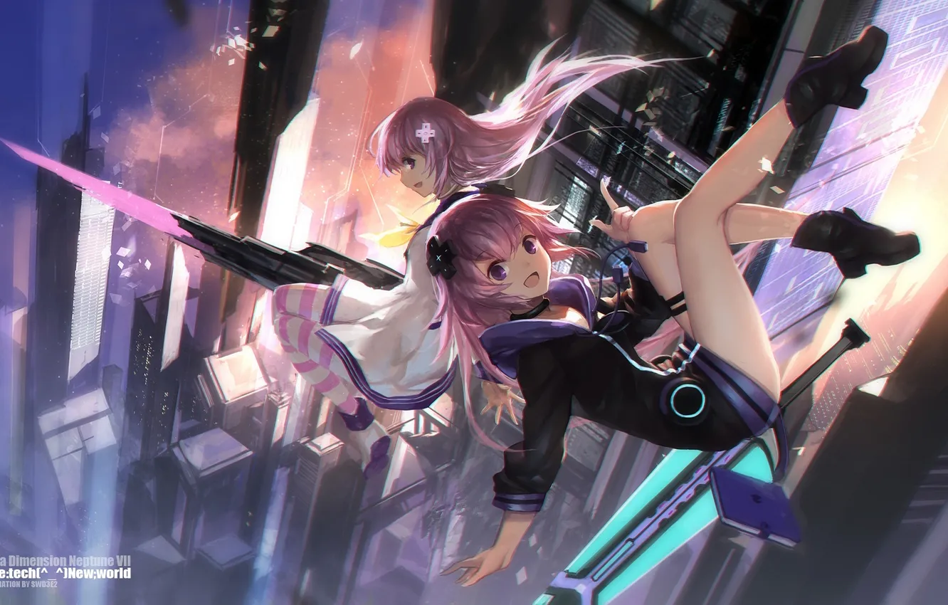 Photo wallpaper girl, weapons, sword, anime, art, Neptune, swd3e2, choujigen game neptune