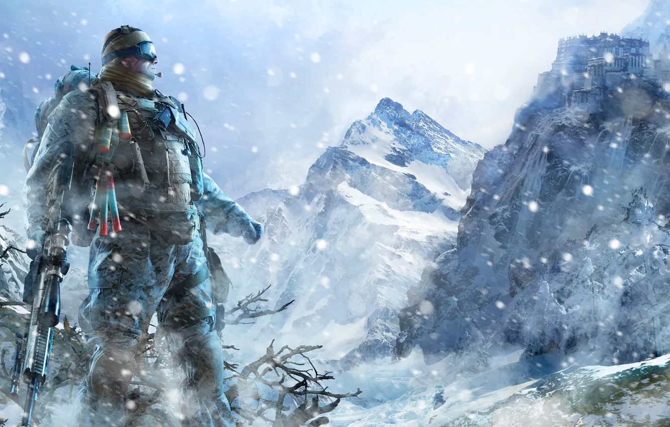 Photo wallpaper snow, mountains, sniper, Sniper Ghost Warrior 2