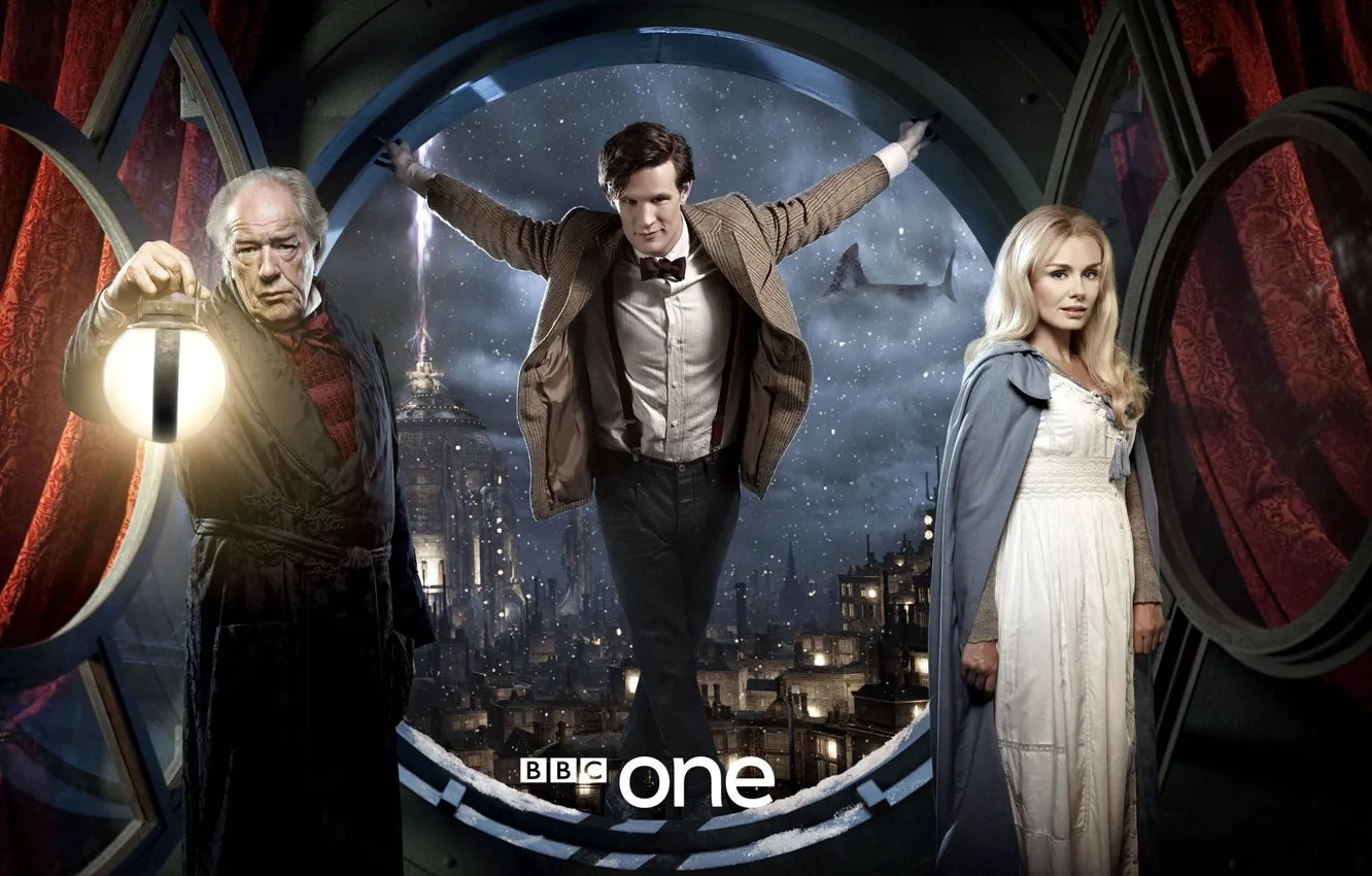 Photo wallpaper winter, the sky, look, girl, clouds, snow, the city, smile