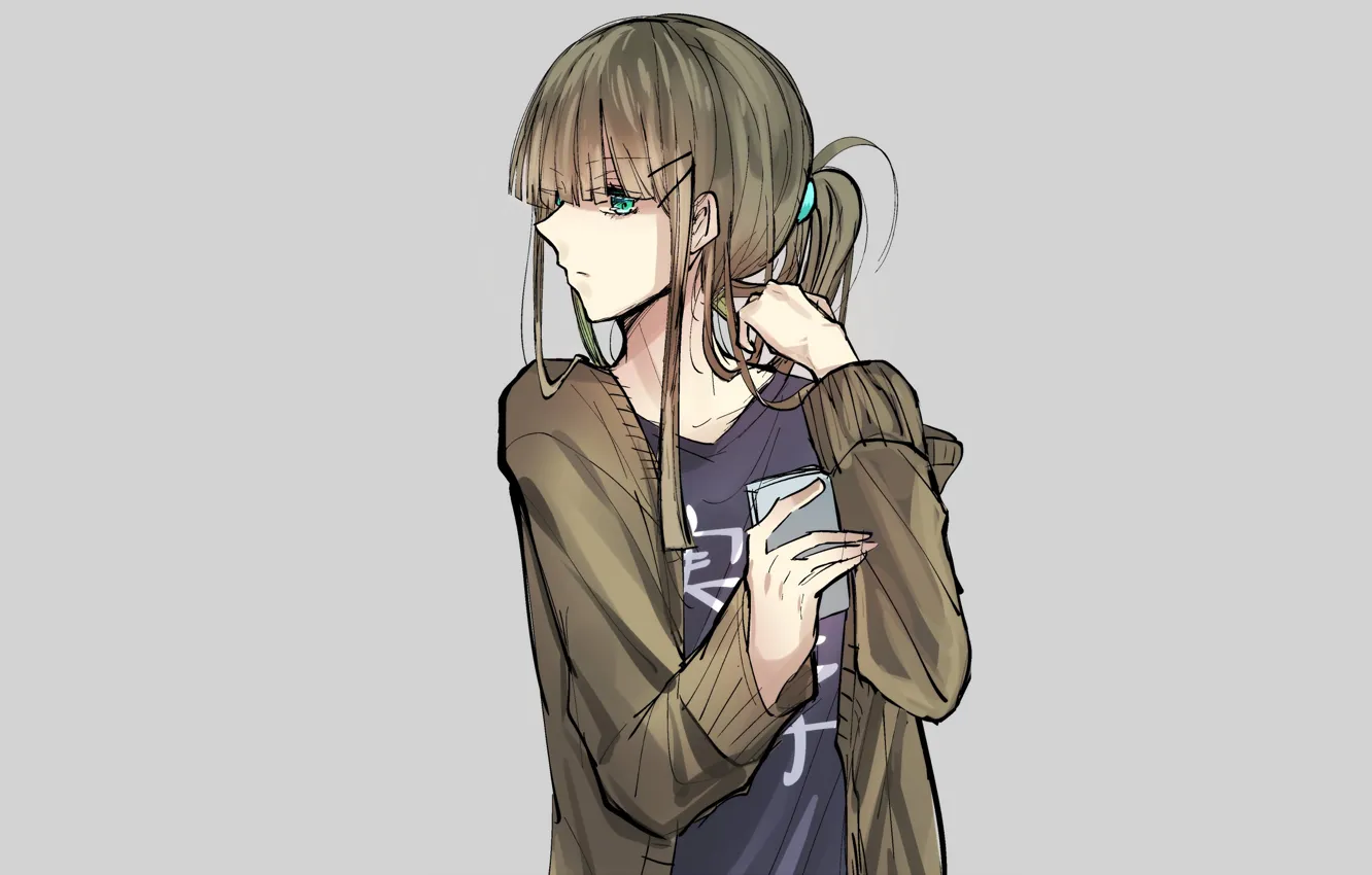 Photo wallpaper girl, grey background, sweatshirt, Gretel, Sinoalice