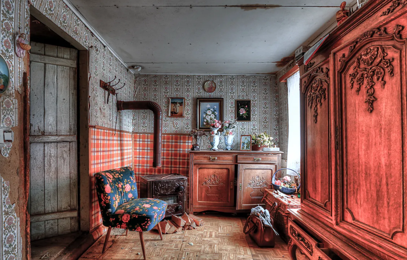 Photo wallpaper room, chair, wardrobe