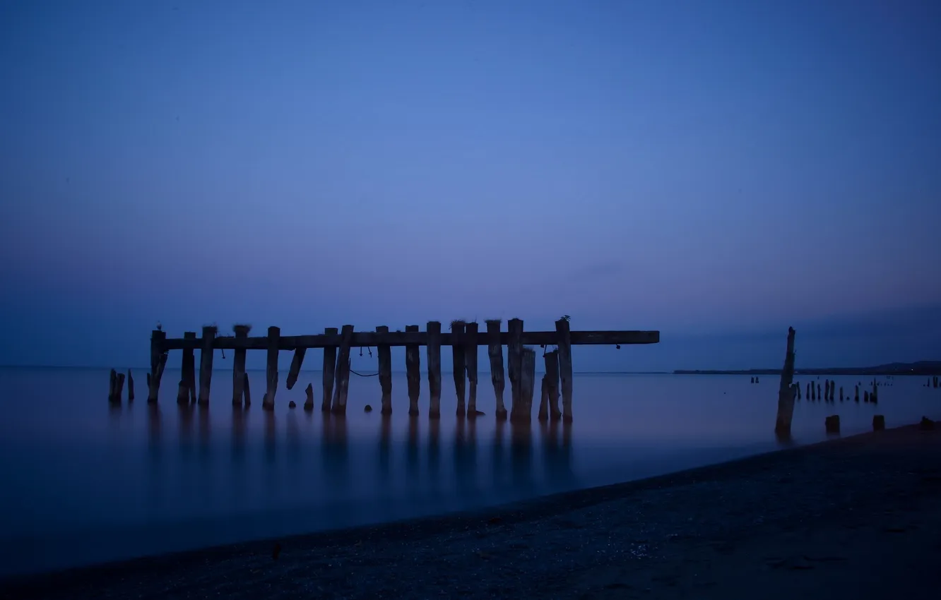 Photo wallpaper sea, landscape, night