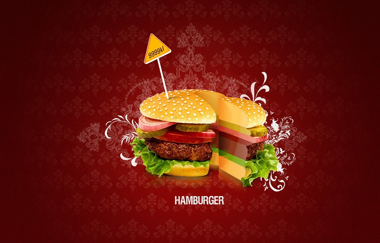 Photo wallpaper minimalism, vector, Hamburger