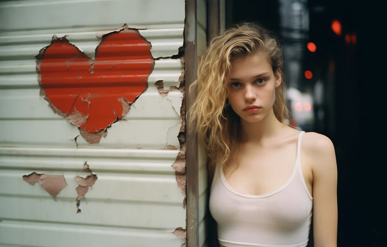 Photo wallpaper girl, beautiful, cute, tank top