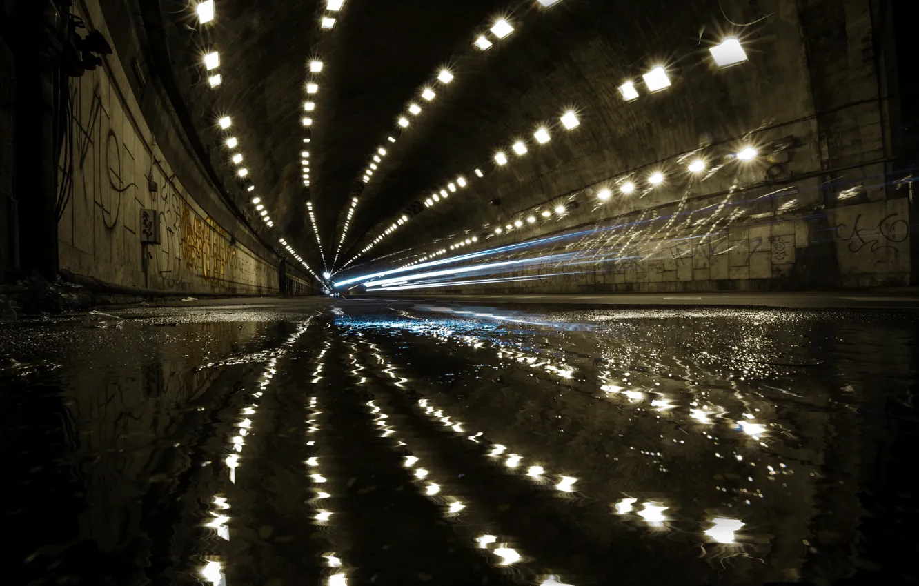 Photo wallpaper the city, street, the tunnel