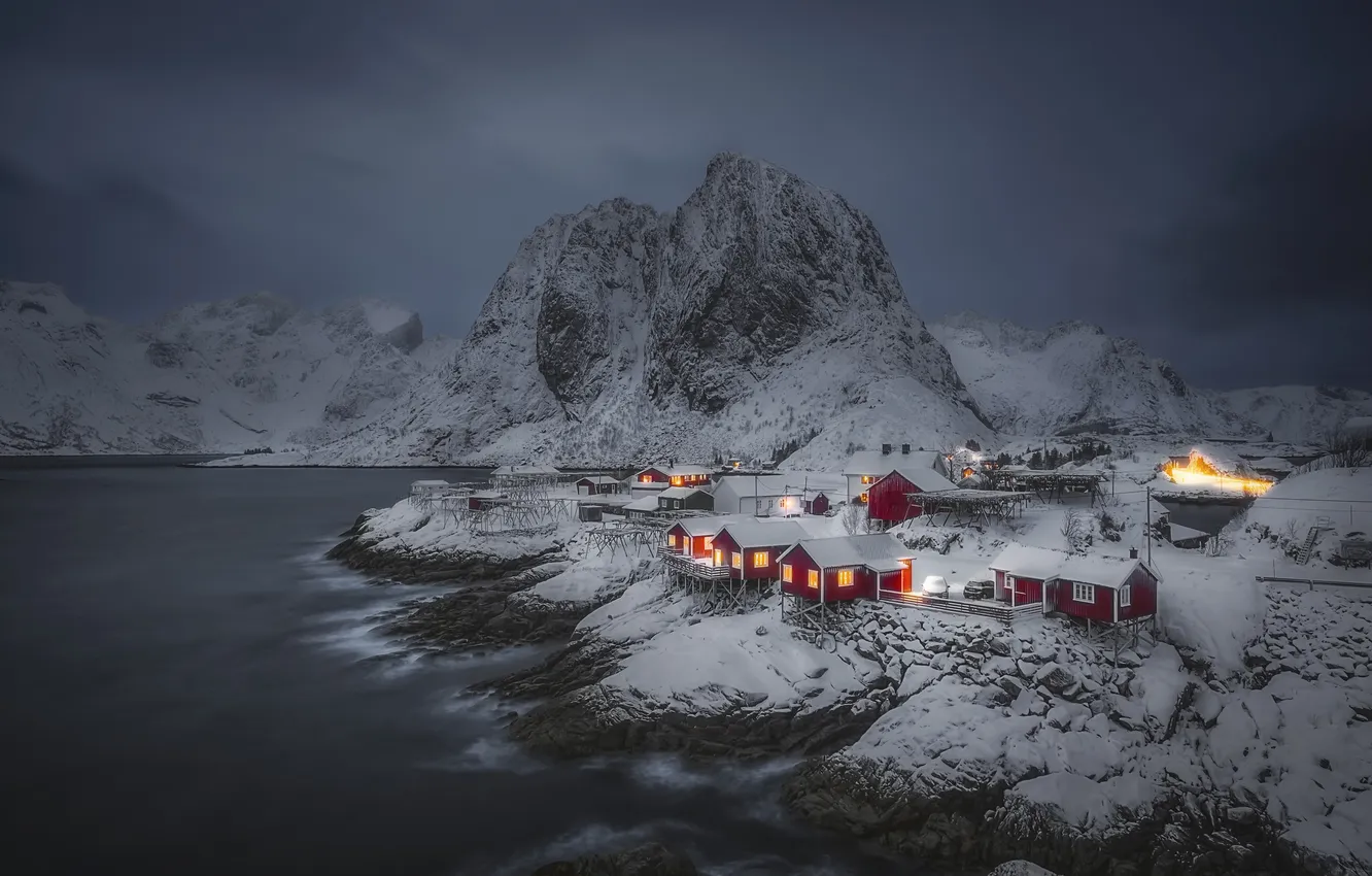 Photo wallpaper cold, ice, rocks, home, Norway