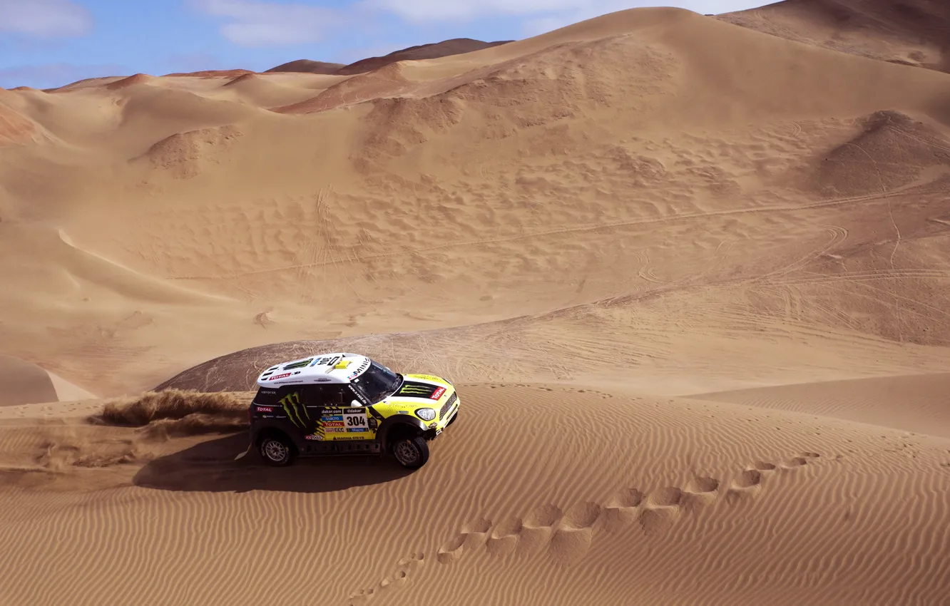 Photo wallpaper Sand, Mini, Sport, Race, Mini Cooper, Dakar, SUV, Rally