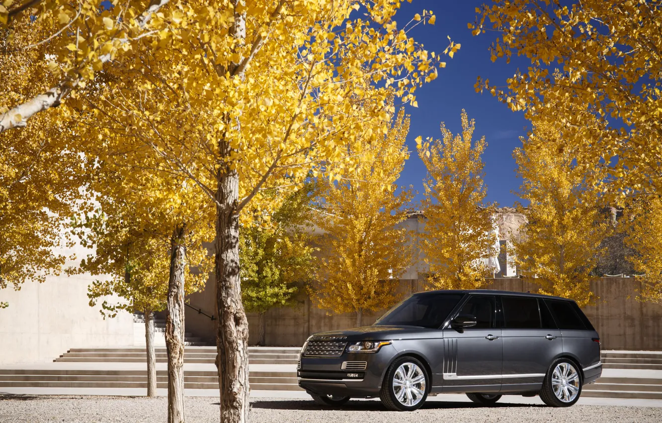 Photo wallpaper autumn, Parking, Range Rover