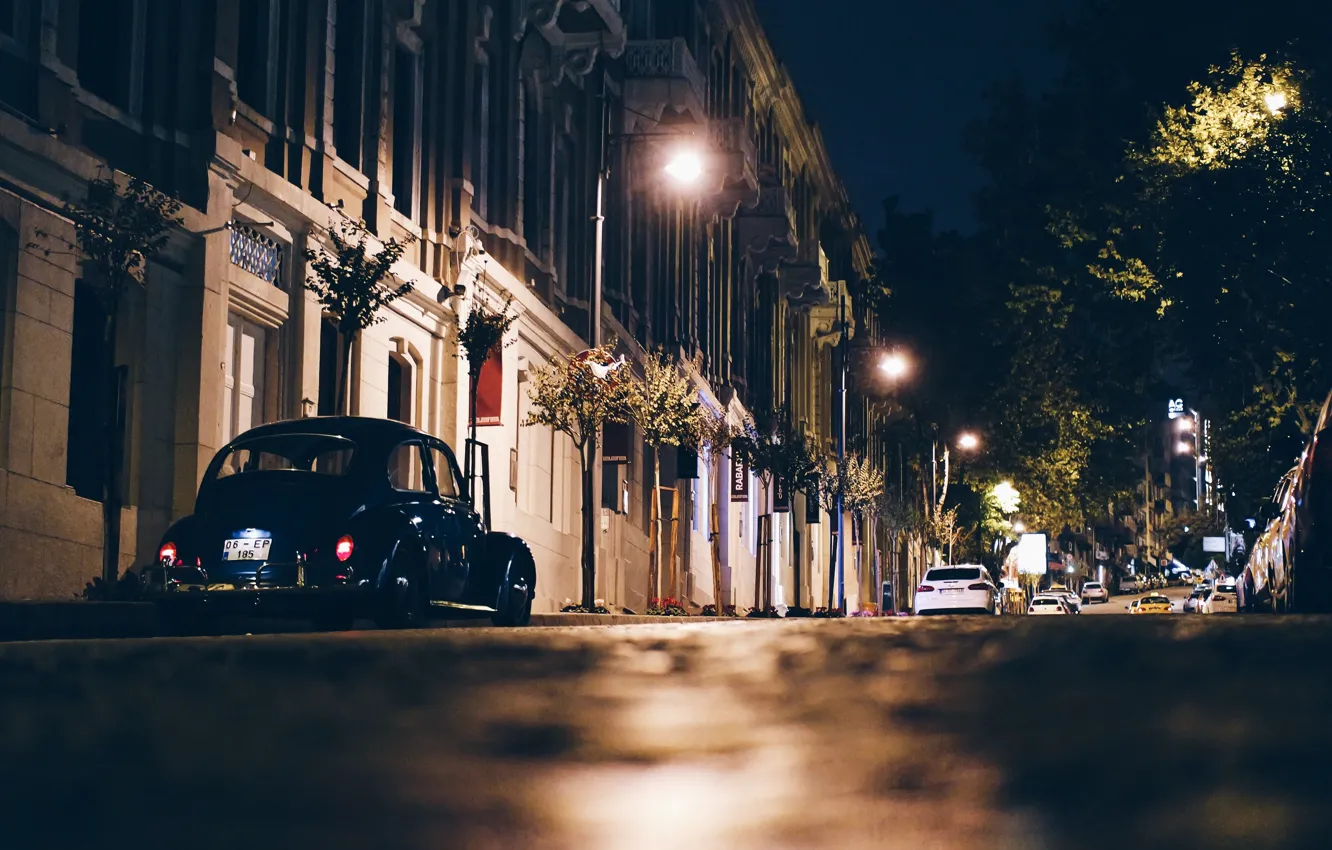 Photo wallpaper City, Cars, Night, Street