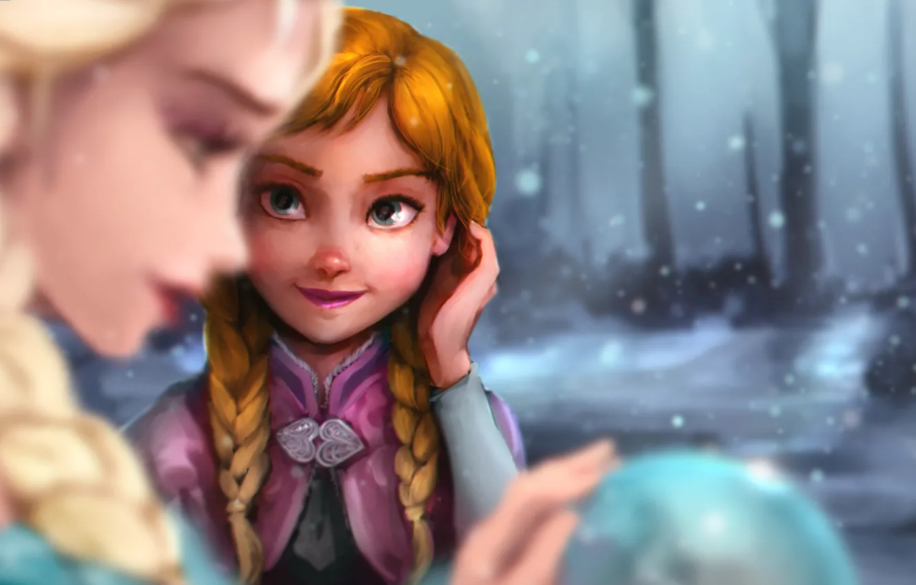 Photo wallpaper Frozen, Disney, Anna, Elsa, Cold heart