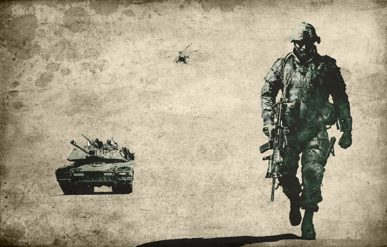 Photo wallpaper weapons, soldiers, helicopter, tank, Battlefield