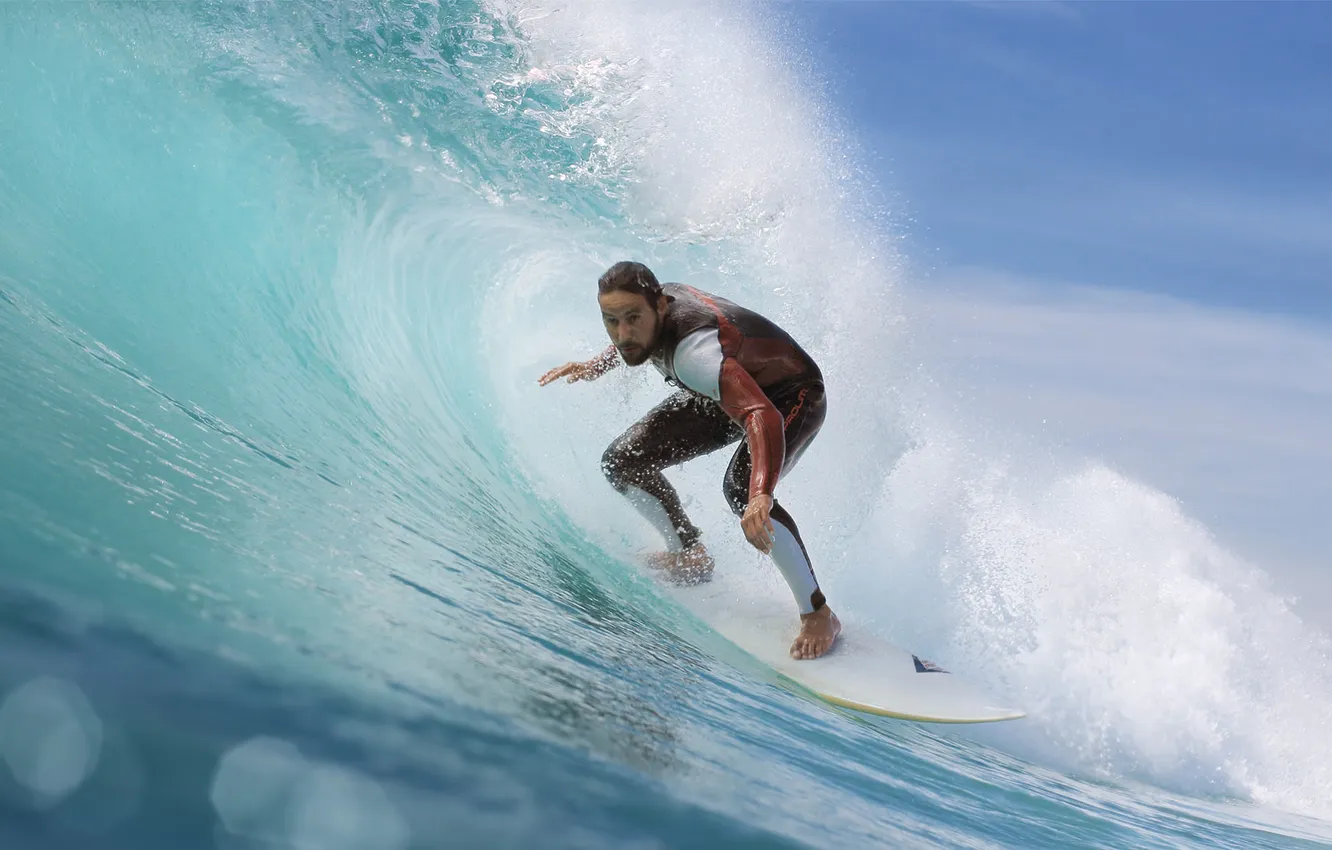 Photo wallpaper wave, surfer, surfing, surfboard, barrel