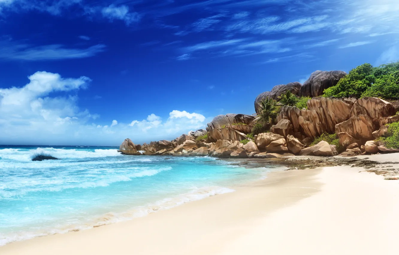 Photo wallpaper sand, sea, beach, tropics, shore, summer, beach, sea