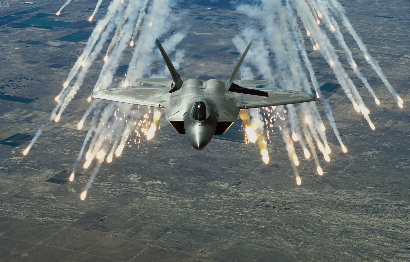 Photo wallpaper earth, fighter, F-22, Raptor, traps