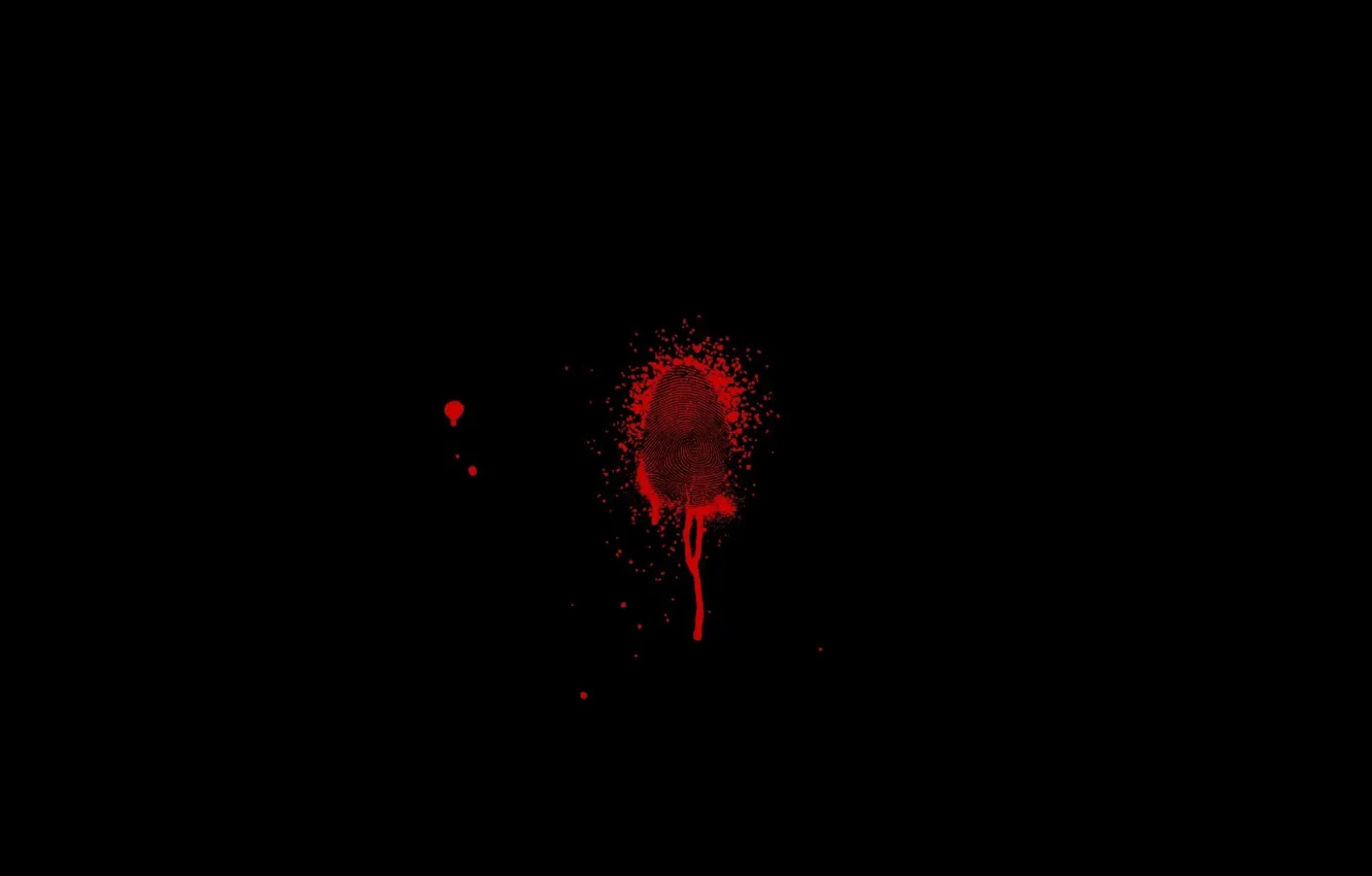 Photo wallpaper minimalism, black background, Black Style, Bloody print on the screen