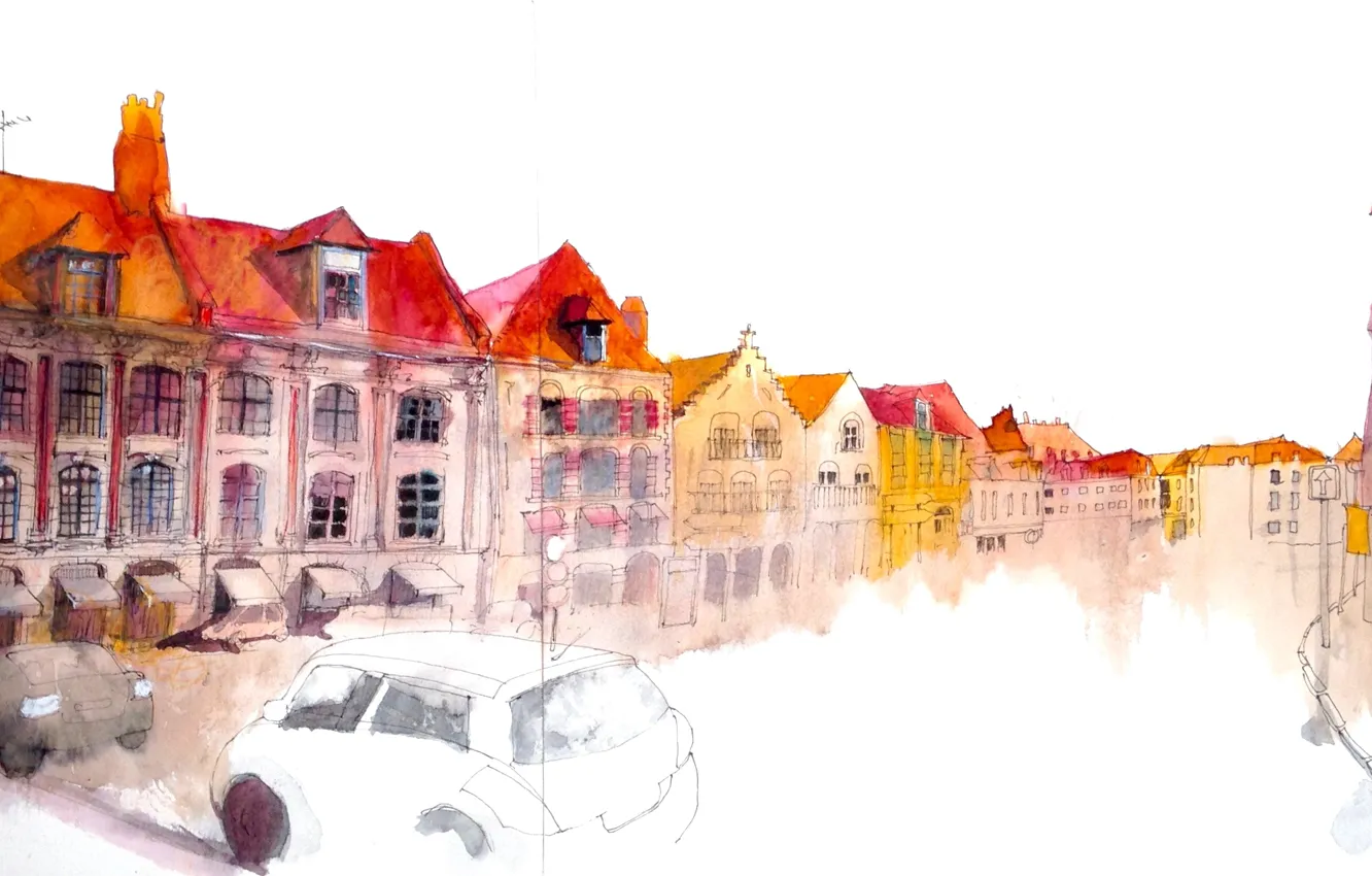 Photo wallpaper the city, figure, home