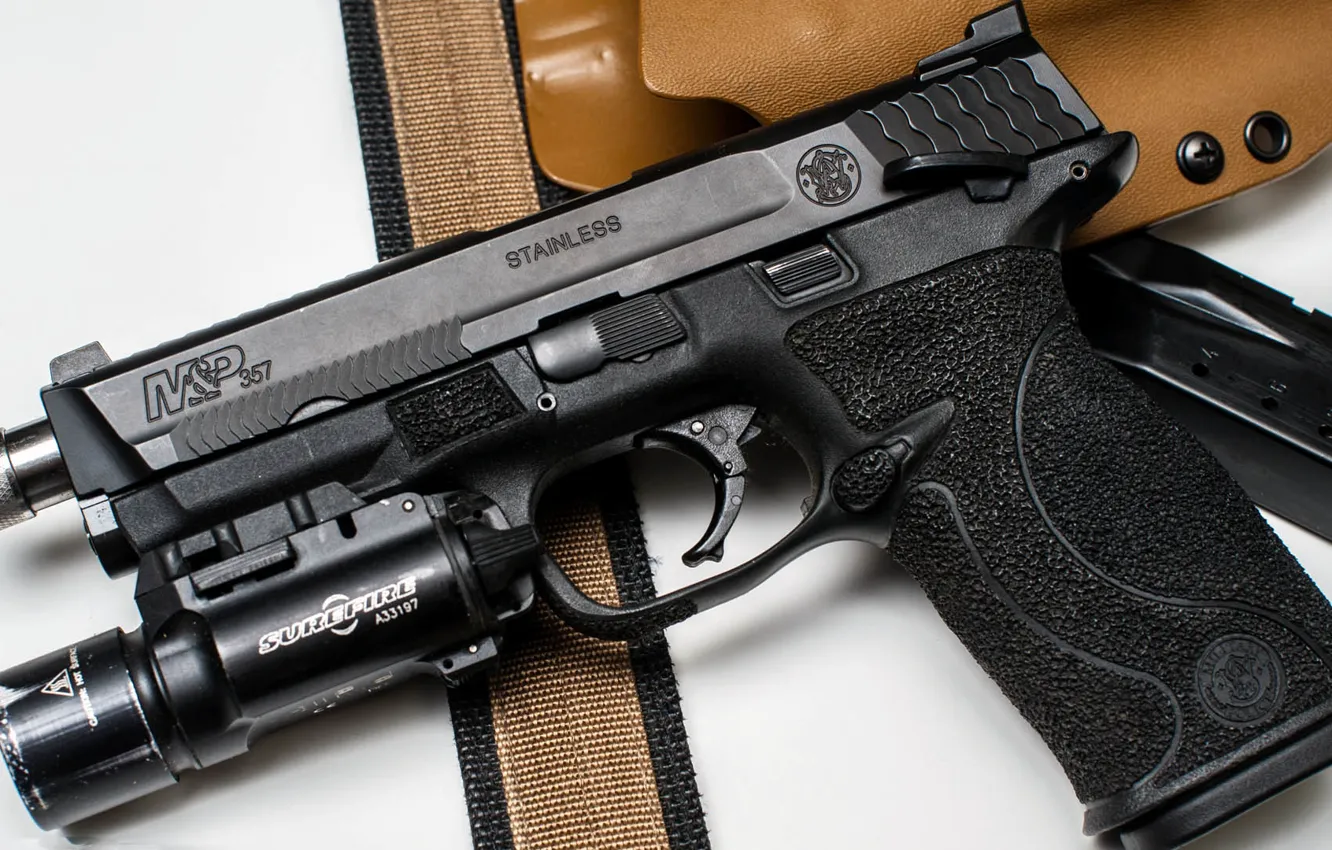 Photo wallpaper gun, lights, holster, Smith &amp; Wesson, S&amp;W, 357, M&amp;P, surefire