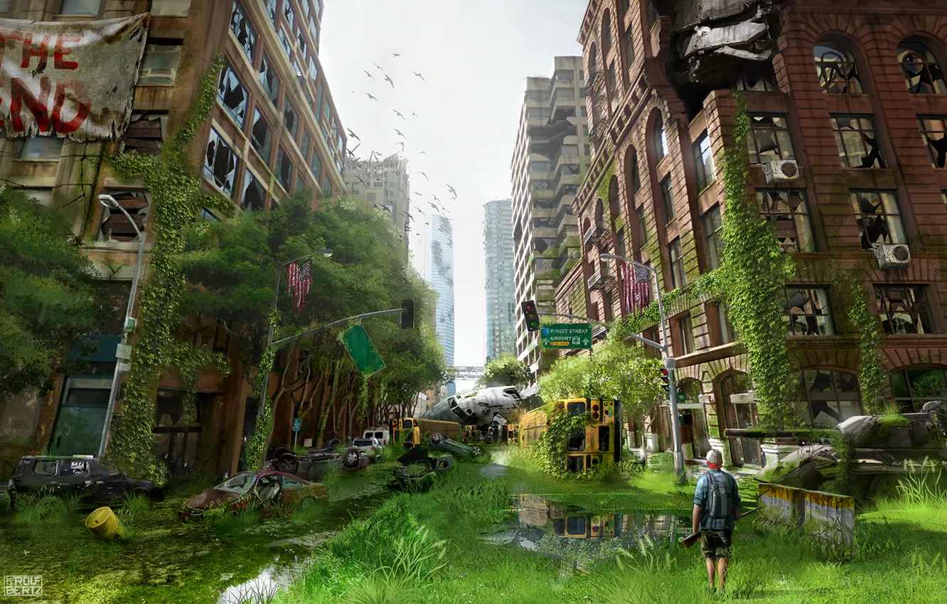 Photo wallpaper the city, Apocalypse, people, building, art