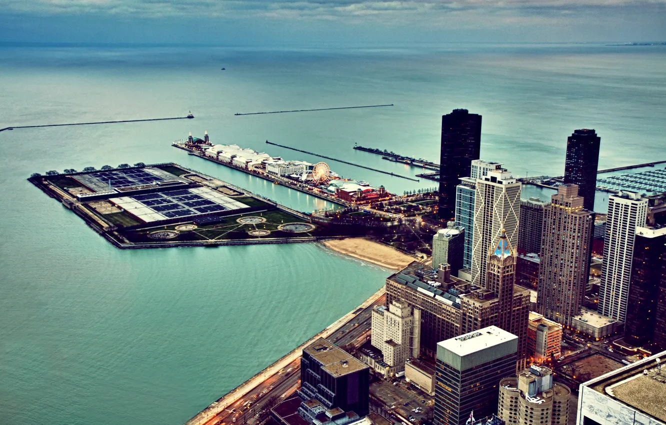 Photo wallpaper the sky, building, skyscrapers, Chicago, Michigan, USA, USA, America