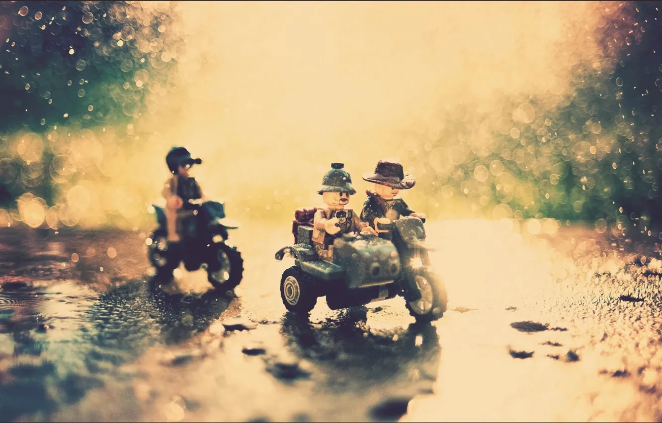Photo wallpaper water, macro, Lego, Indiana Jones