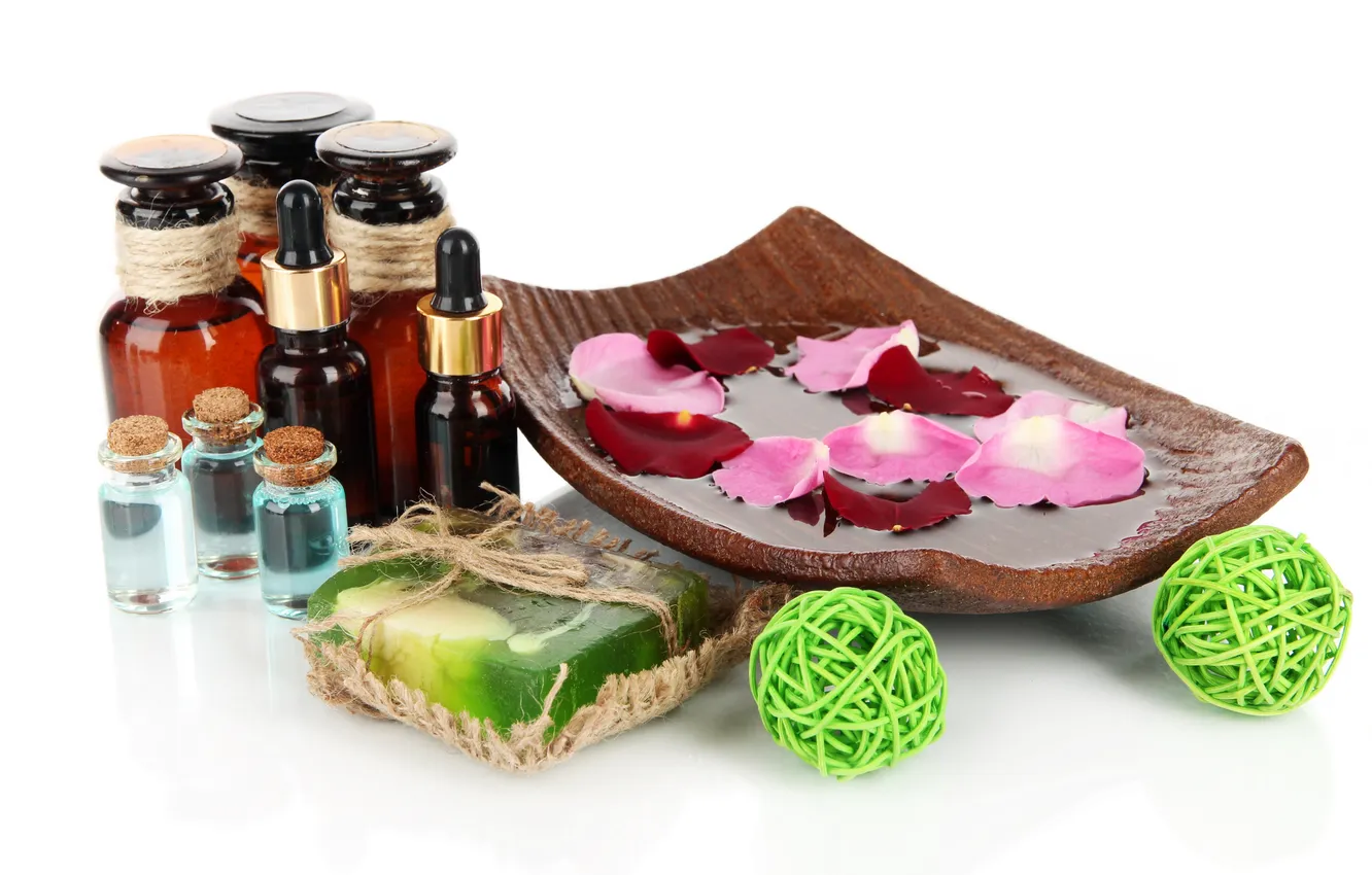 Photo wallpaper oil, soap, rose petals, Spa