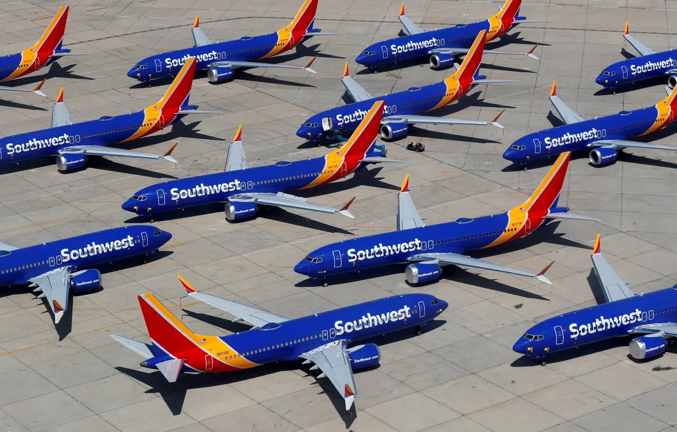 Photo wallpaper The plane, Liner, Boeing, Parking, Boeing 737, Airliner, Boeing 737 MAX, Southwest Airlines