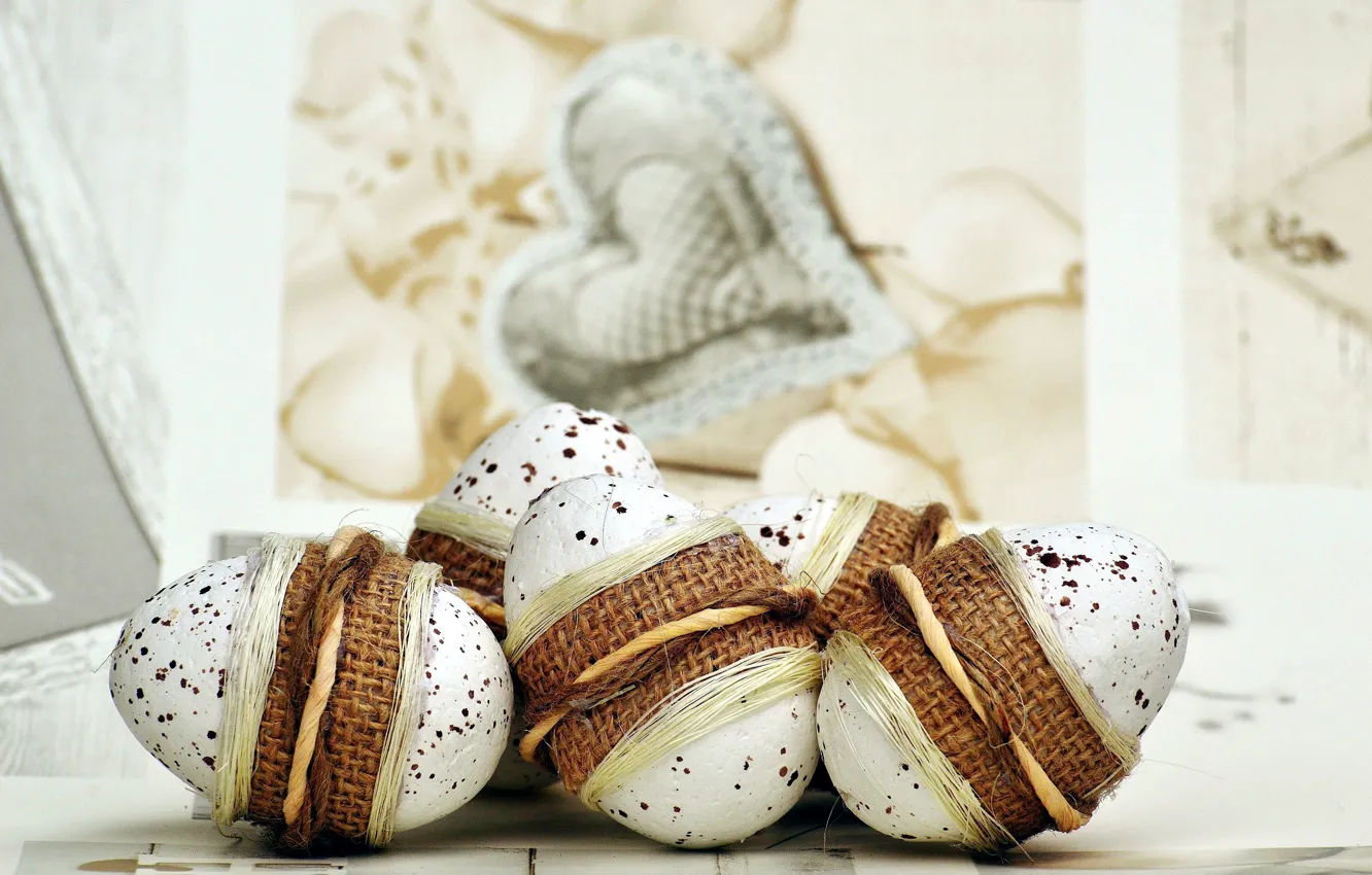 Photo wallpaper style, eggs, Easter, rope