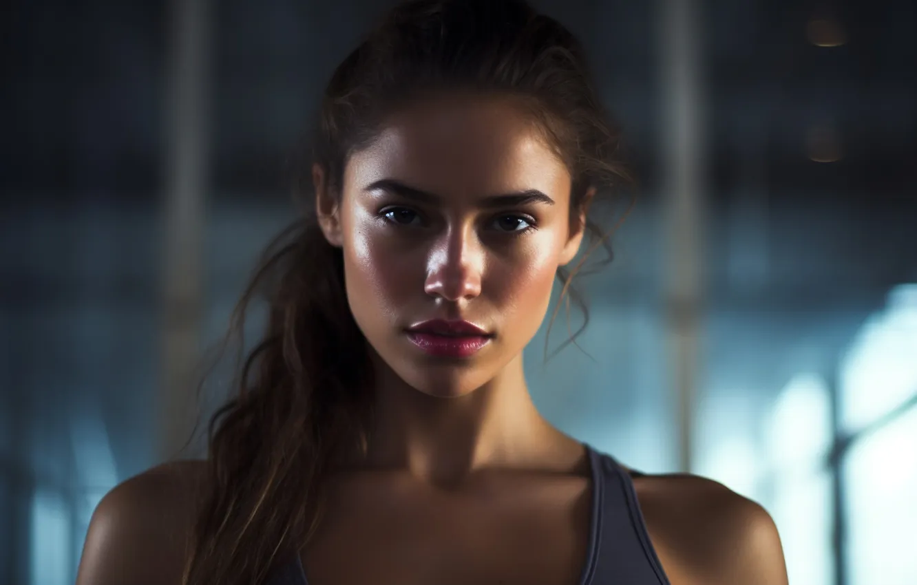 Photo wallpaper look, girl, light, face, pose, glare, portrait, makeup