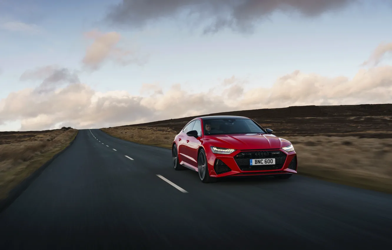 Photo wallpaper road, Audi, plain, RS 7, 2020, UK version, RS7 Sportback