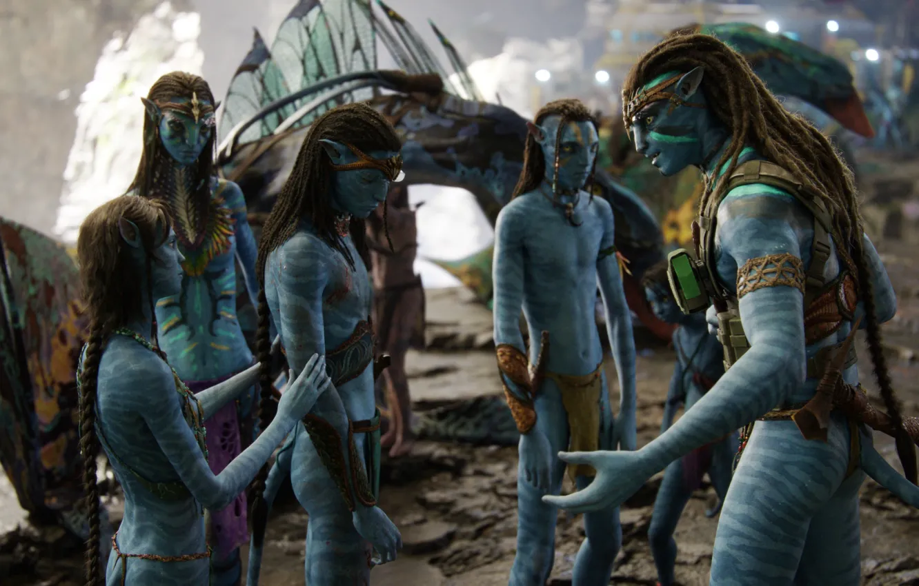 Photo wallpaper Avatar, Neytiri, family, Jake Sully, Avatar: The Way of Water, Left, Neteyam, Lo'ak