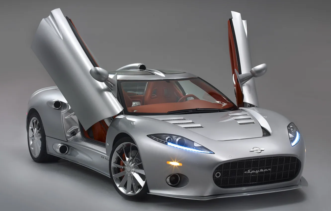 Photo wallpaper auto, open doors, Metalik, spyker C8 aileron