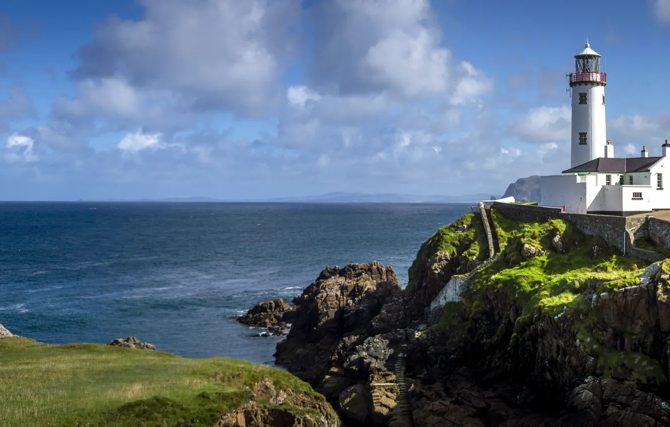 Photo wallpaper the ocean, coast, lighthouse, Ireland, Ireland, The Atlantic ocean, Atlantic Ocean, Fanad Head Lighthouse