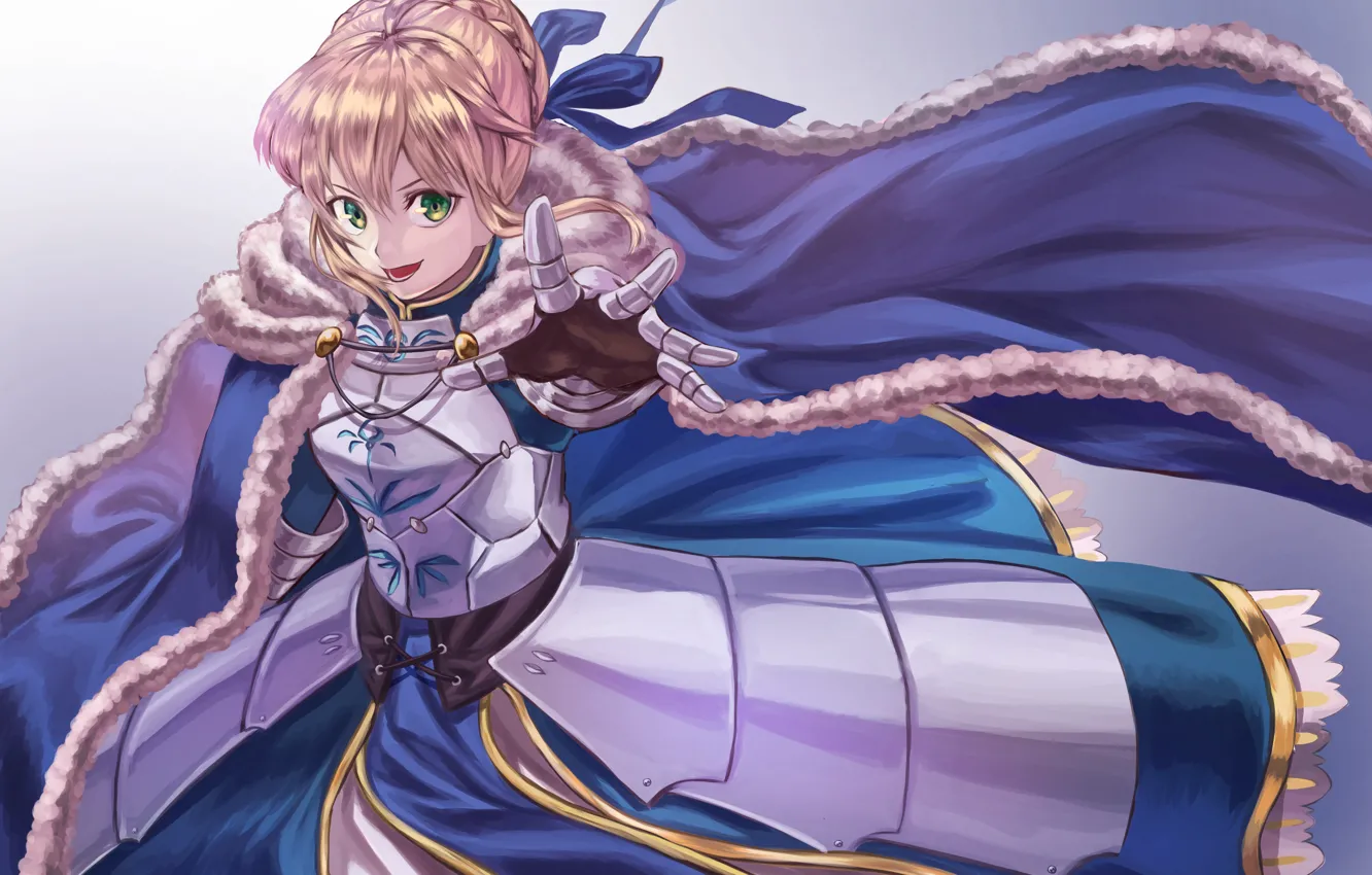 Photo wallpaper smile, green eyes, the saber, Fate stay night, Fate / Stay Night