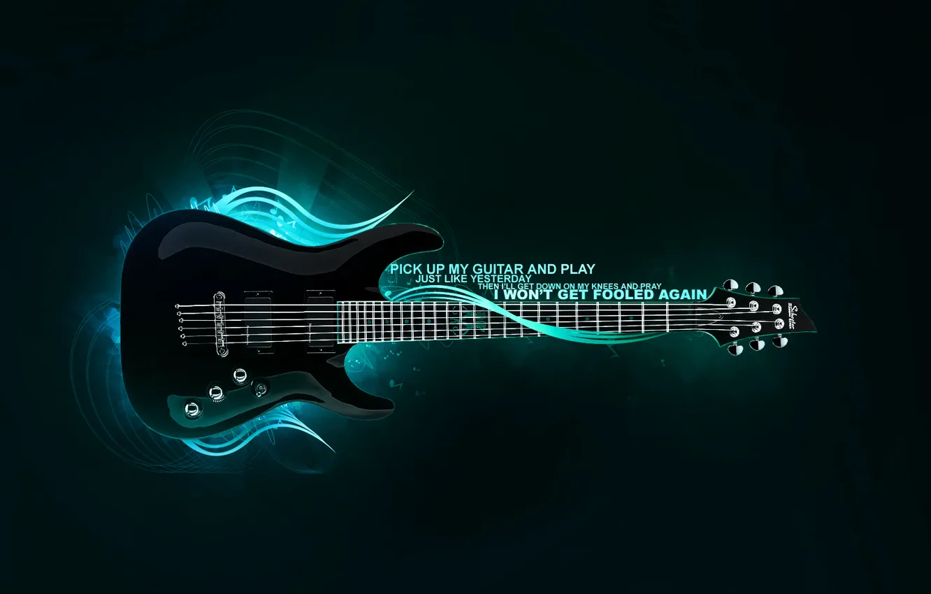 Photo wallpaper blue, guitar, treatment