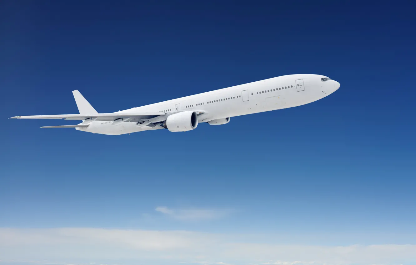 Photo wallpaper white, the sky, clouds, flight, blue, the plane, passenger