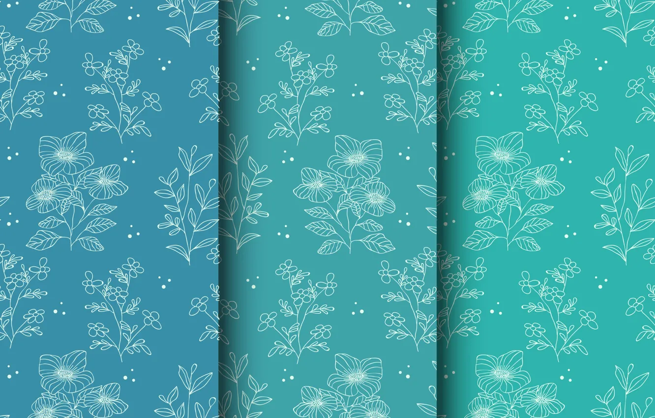 Photo wallpaper flowers, background, blue, pattern, background