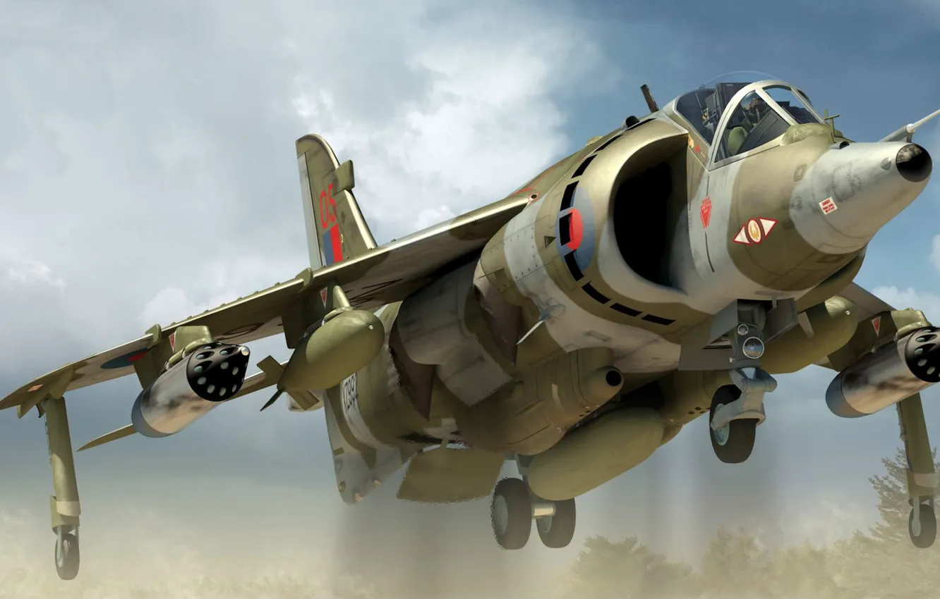 Photo wallpaper aircraft vertical takeoff and landing, Harrier GR3, Jump Jet