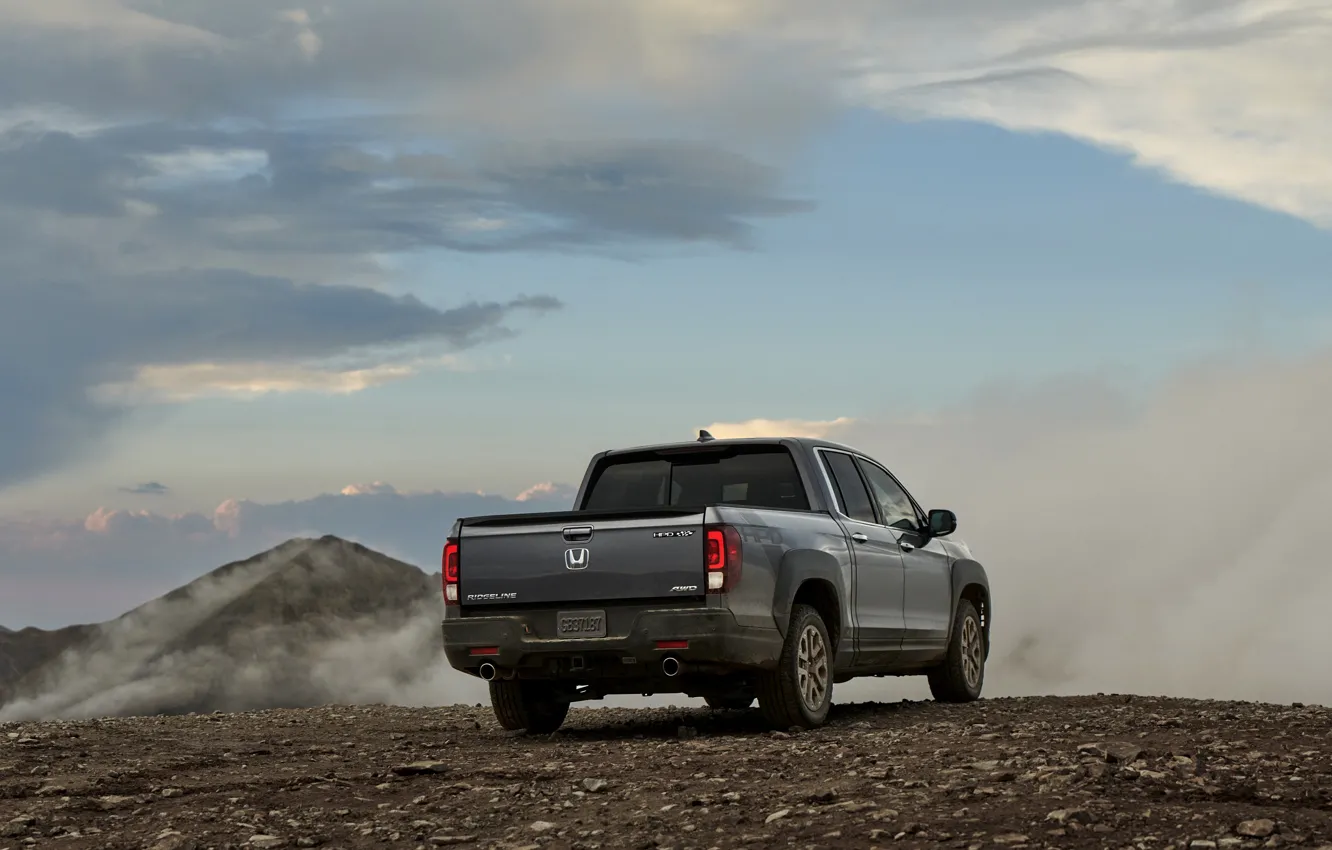 Photo wallpaper clouds, top, back, Honda, pickup, 2020, Ridgeline, 2021