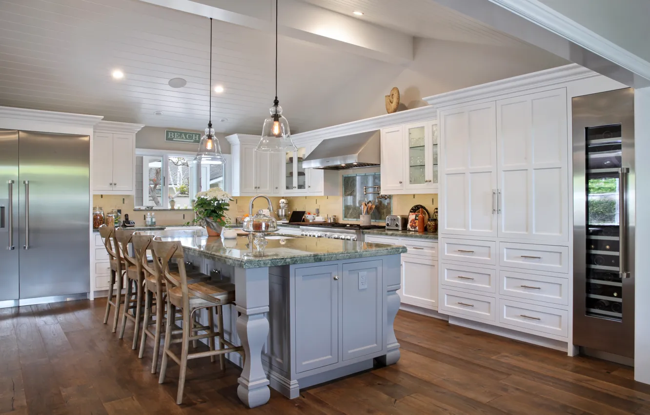 Photo wallpaper table, furniture, kitchen, mansion, design, interior, kitchen