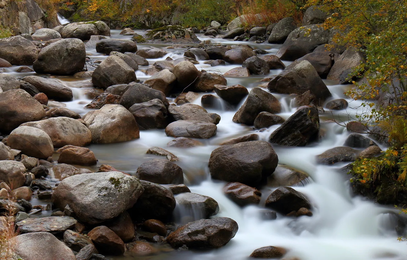 Photo wallpaper stones, stream, river