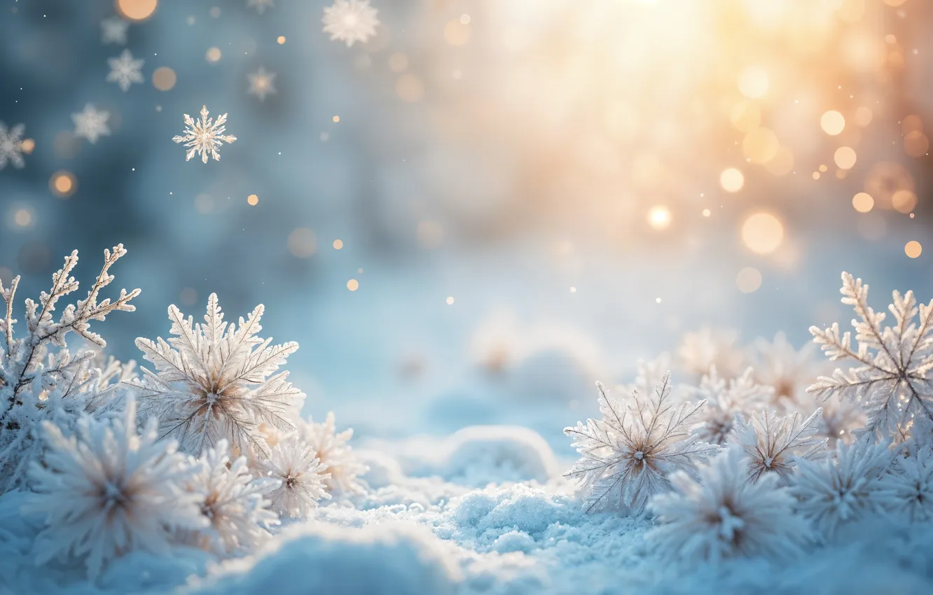 Photo wallpaper winter, snow, snowflakes, background, new year, Christmas, Christmas, winter