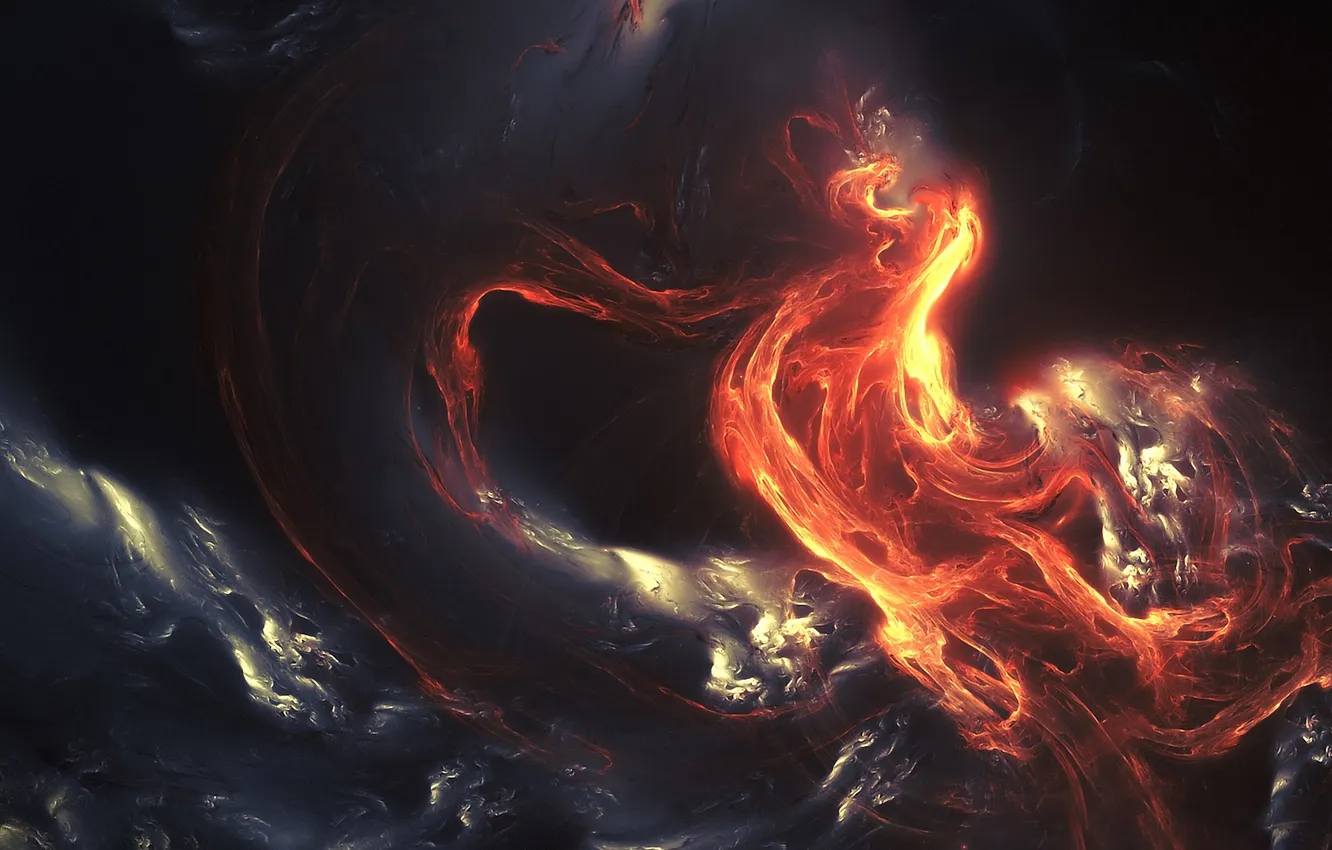 Photo wallpaper lights, curves, fractal pattern