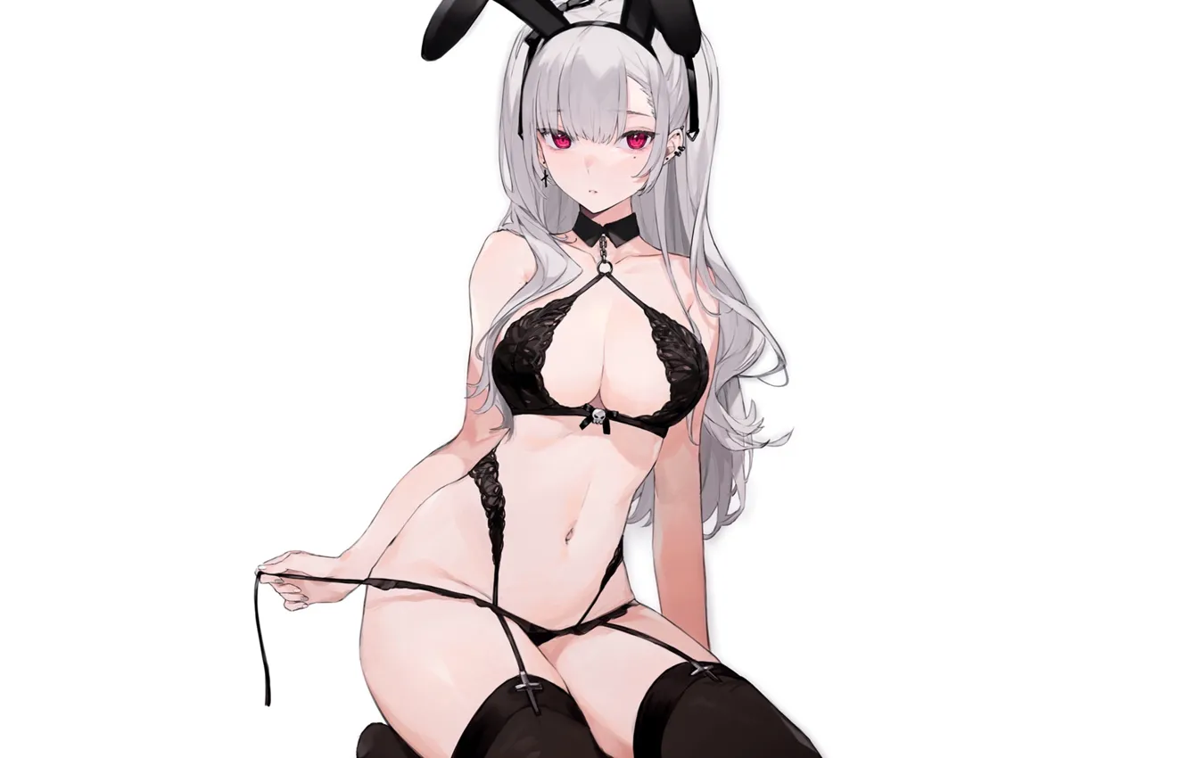 Photo wallpaper hot, sexy, anime, pretty, bunny, lace, Black Lace, lingere