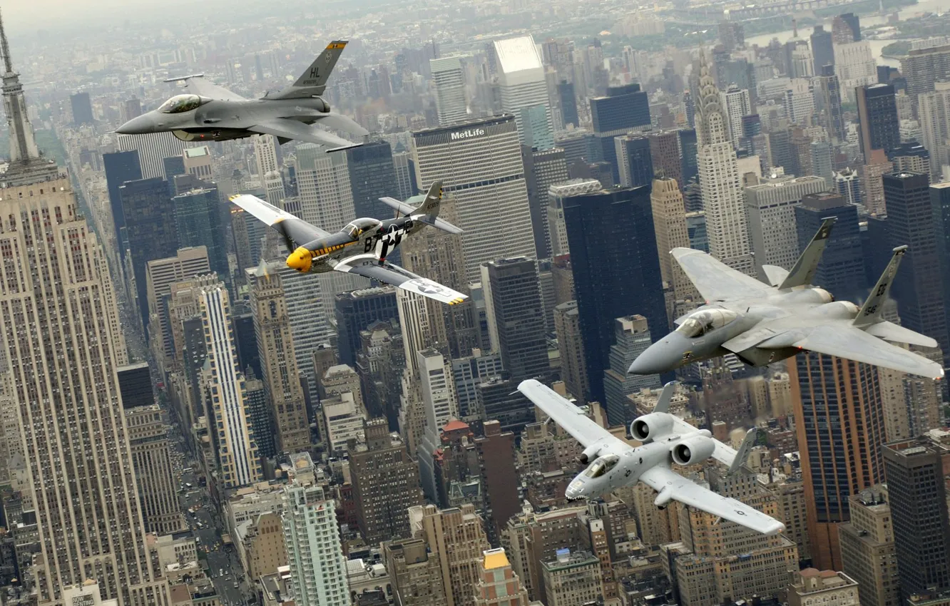 Photo wallpaper the city, New York, aircraft, parade