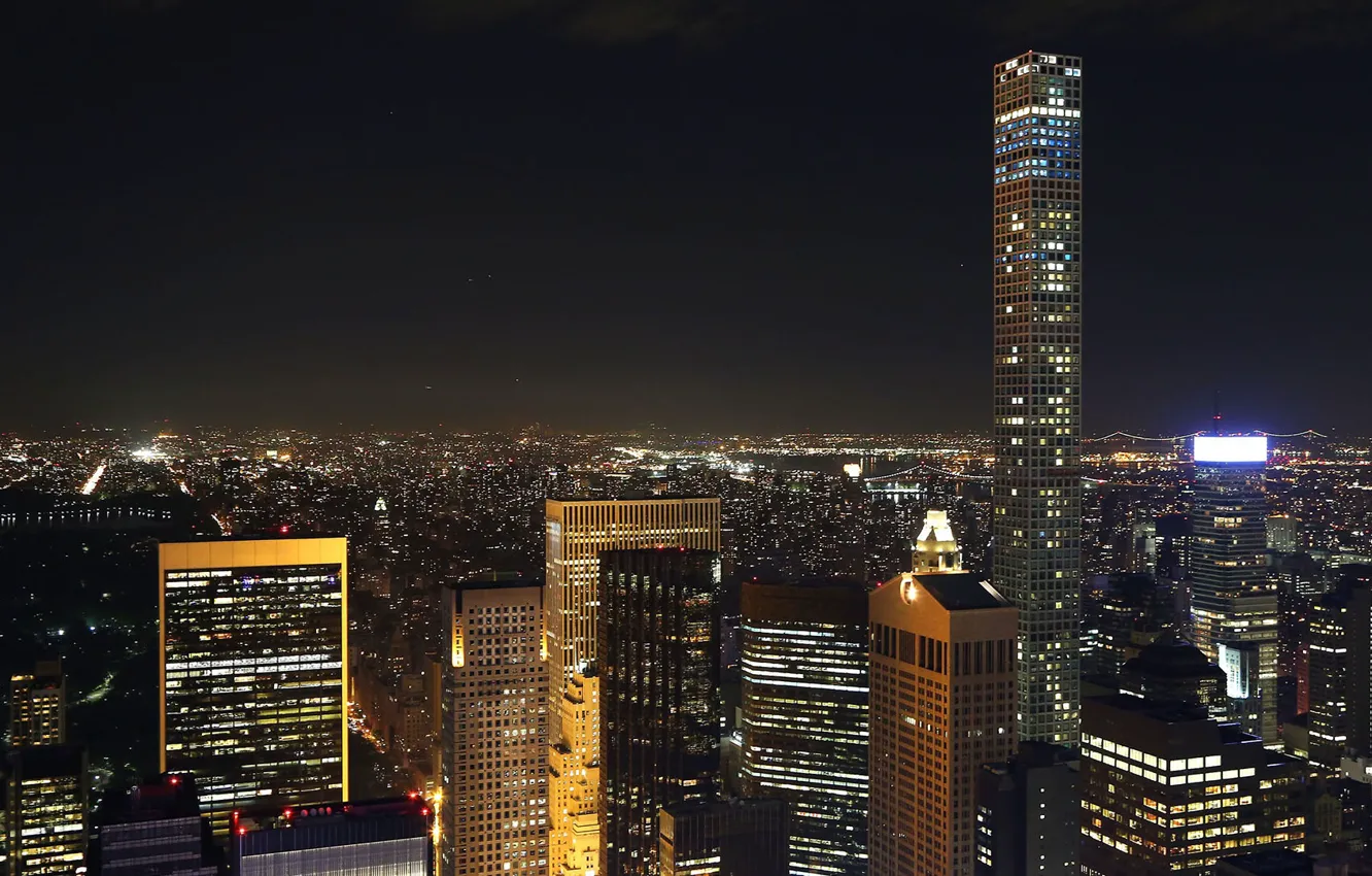 Photo wallpaper city, lights, USA, night, New York, Manhattan, NYC, New York City
